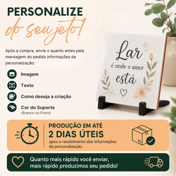 Azulejo Cerâmico Personalizado 10X10 Com Suporte - Imagem 9