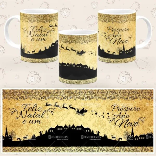 Caneca Personalizada Natal Dourado - Imagem 4