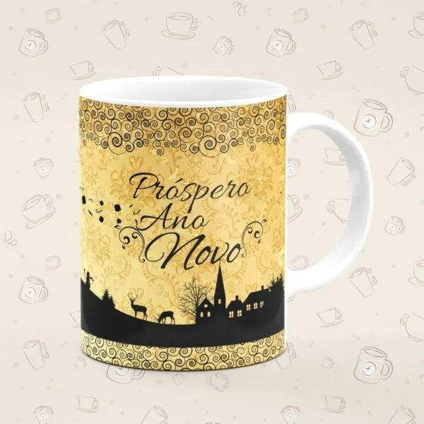Caneca Personalizada Natal Dourado - Imagem 2