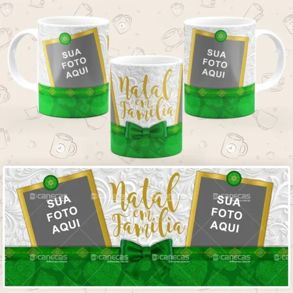 Caneca Personalizada Natal Familia Verde - Imagem 4