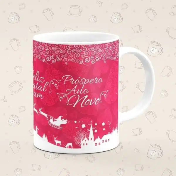 Caneca Personalizada Natal Rosa Foto - Imagem 2