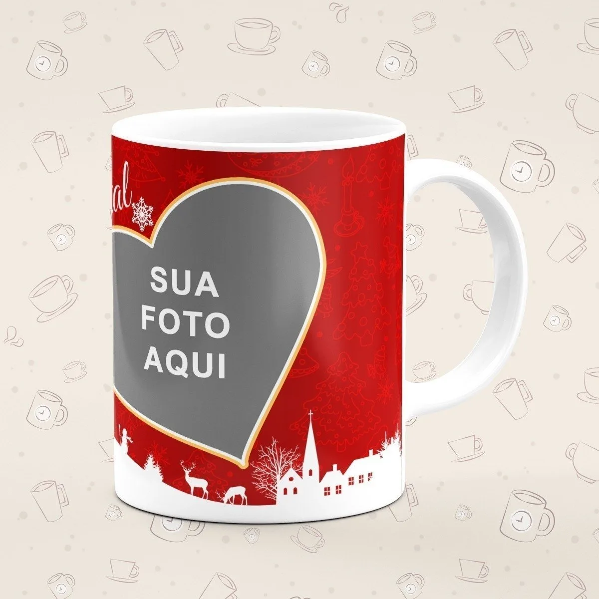 Caneca Personalizada Natal Vermelho Foto - Imagem 1