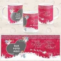 Caneca Personalizada Natal Rosa Foto - Imagem 4