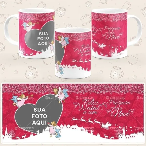 Caneca Personalizada Natal Rosa Foto - Imagem 4