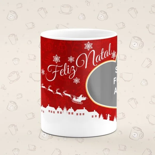 Caneca Personalizada Natal Vermelho Foto - Imagem 3