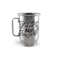 Caneca de Alumínio Prata Personalizada - 600ml