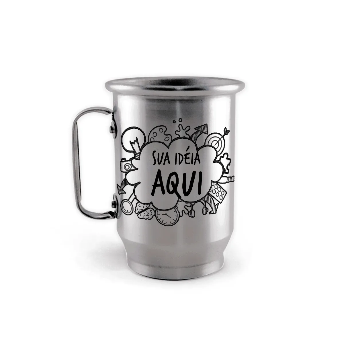 Caneca De Alumínio Prata Personalizada - 600Ml