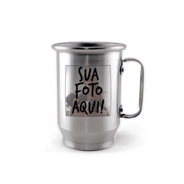 Caneca De Alumínio Prata Personalizada - 600Ml - Canecas 24 Horas