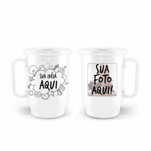 Caneca De Alumínio Branca Personalizada - 600Ml - Canecas 24 Horas