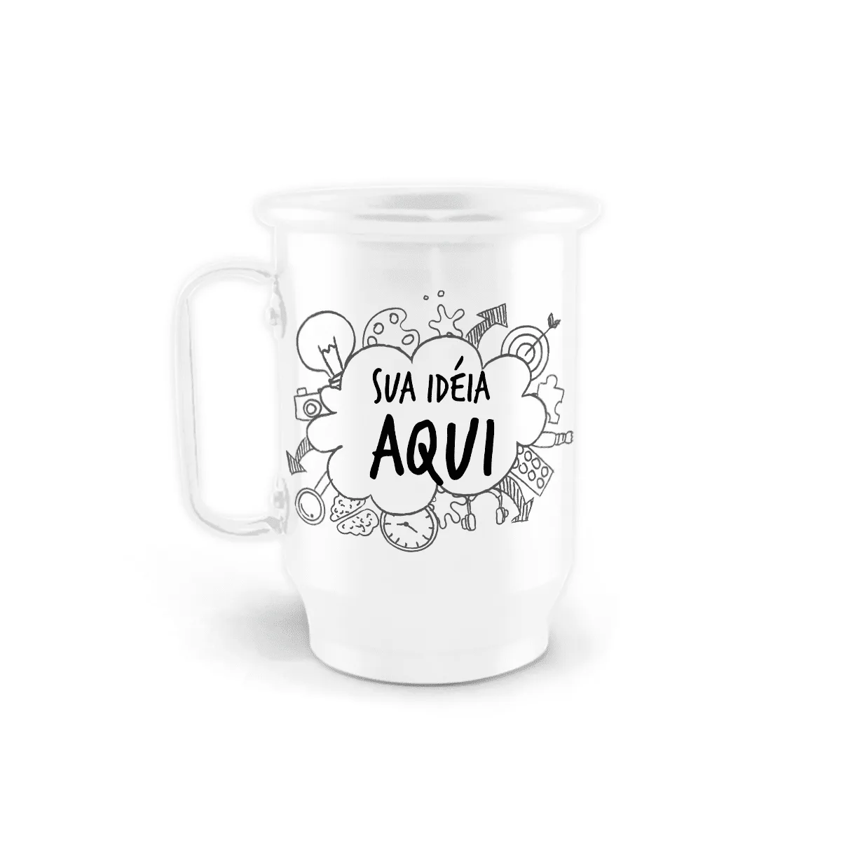 Caneca De Alumínio Branca Personalizada - 600Ml
