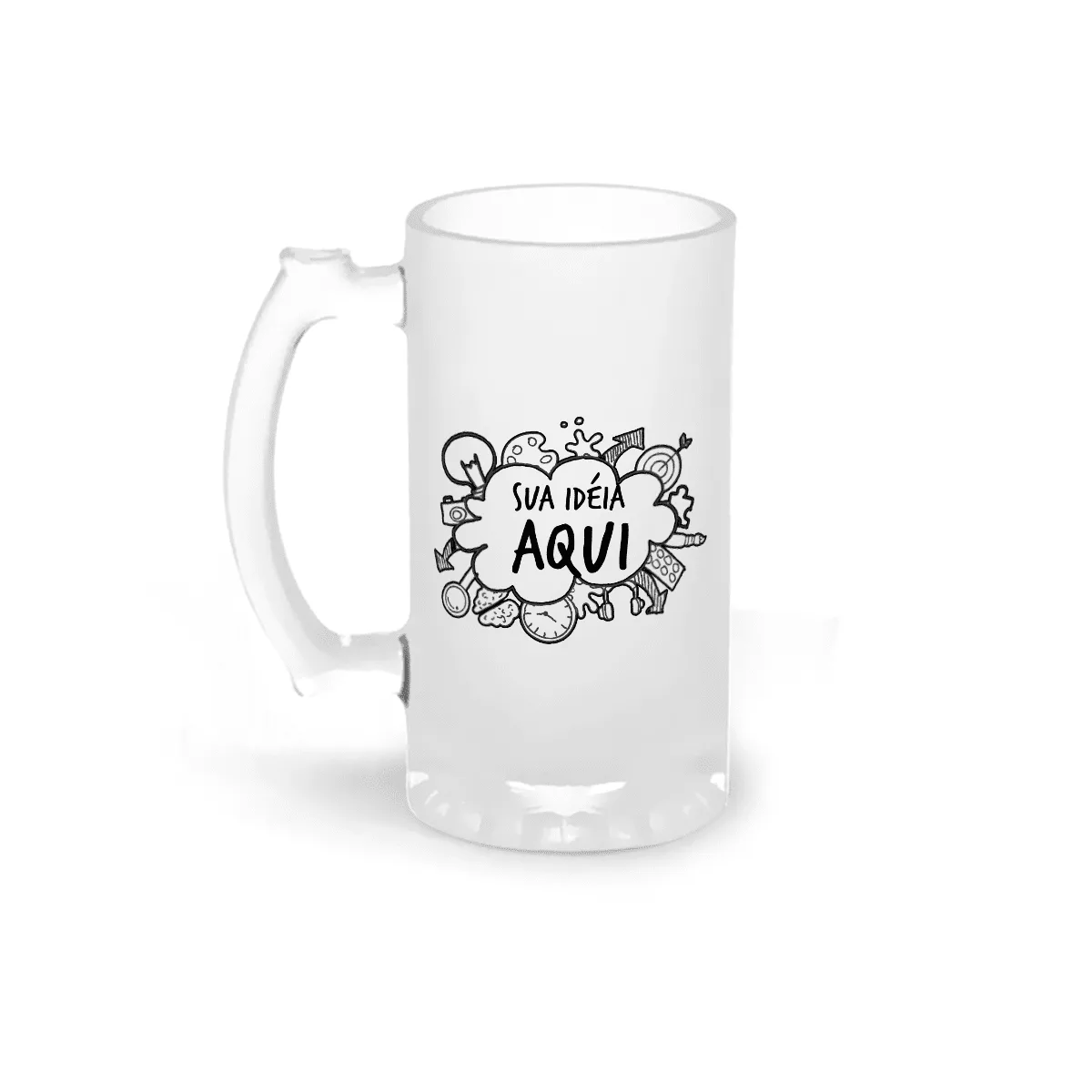 Caneca De Chopp Vidro Jateado Personalizada - 475Ml