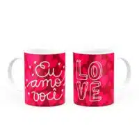 Caneca Personalizada Eu Amo Você Love - Vermelho - Imagem 3