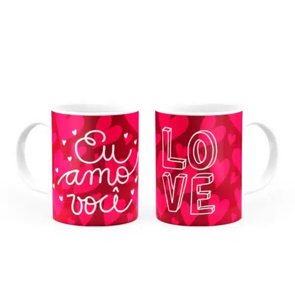 Caneca Personalizada Eu Amo Você Love - Vermelho - Imagem 3