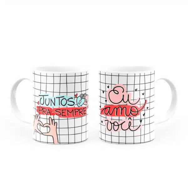 Caneca Personalizada Juntos Para Sempre Eu Amo Você - Imagem 3