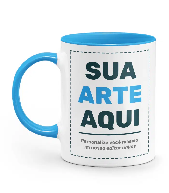 Caneca Personalizada Alca Interior Azul Claro Canecas24Horas