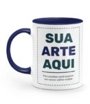 Caneca Personalizada Alça e Interior Azul Escuro