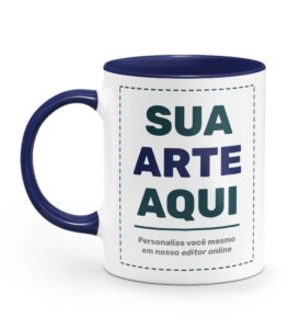 Caneca Personalizada Alça e Interior Azul Escuro