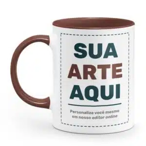 Caneca Personalizada Alça e Interior Marrom