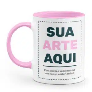Caneca Personalizada Alça e Interior Rosa