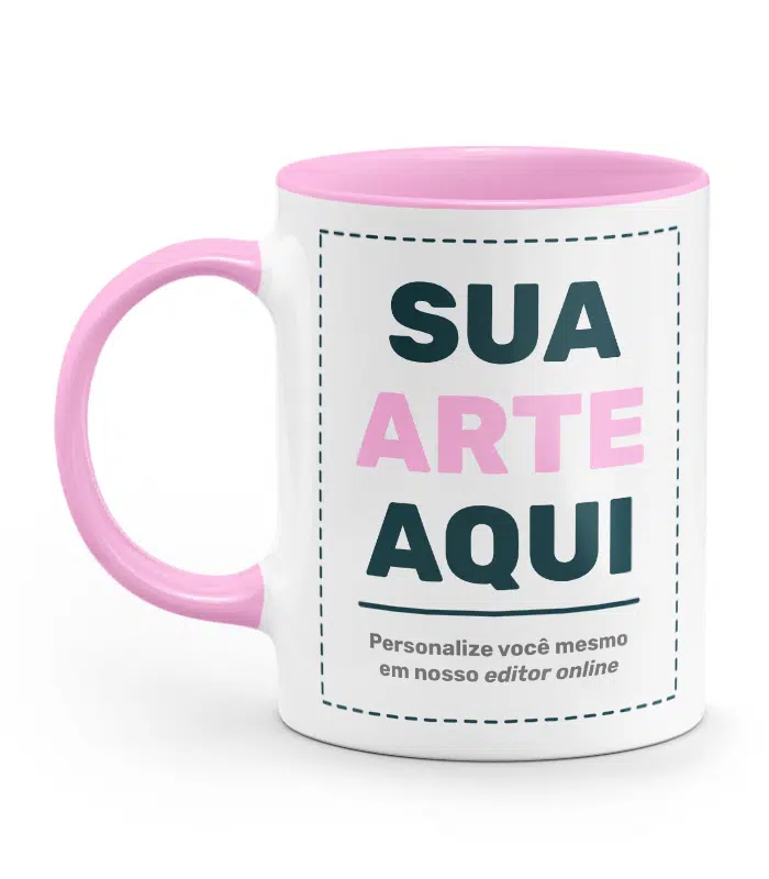 Caneca Personalizada Alça E Interior Rosa