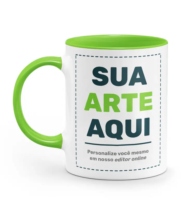 Caneca Personalizada Alça E Interior Verde Claro