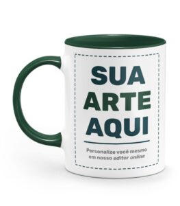 Caneca Personalizada Alça e Interior Verde Escuro