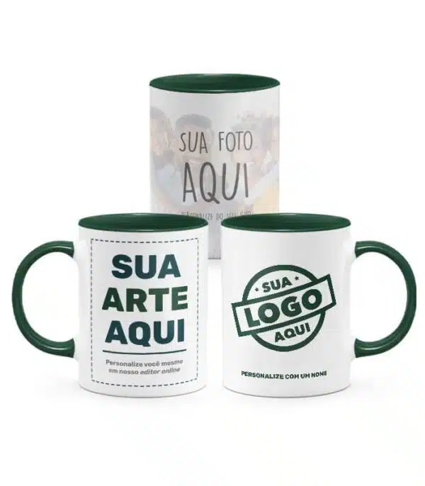 Caneca Personalizada Alça E Interior Verde Escuro - Imagem 4