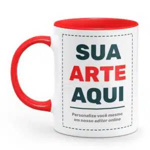 Caneca Personalizada Alça e Interior Vermelha