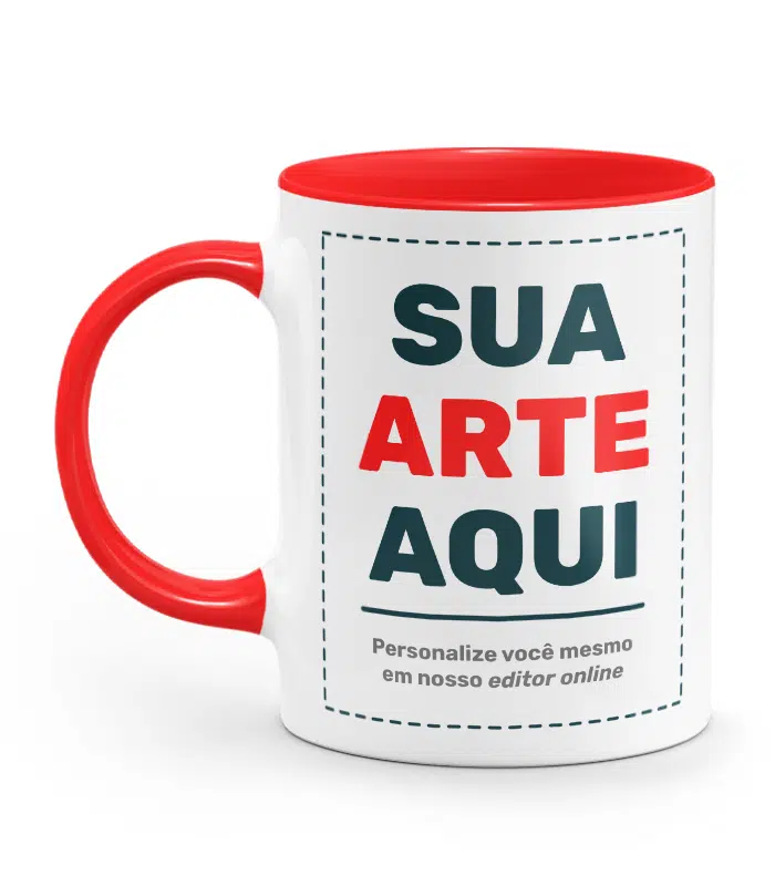 Caneca Personalizada Alça E Interior Vermelha
