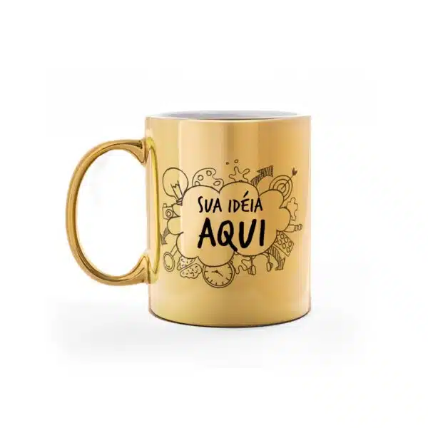Caneca Personalizada Cromada Dourada - Imagem 2