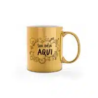 Caneca Personalizada Cromada Dourada