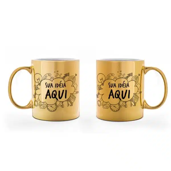 Caneca Personalizada Cromada Dourada - Imagem 3