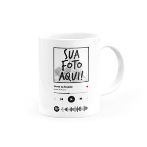 Caneca Personalizada com Foto e Música Spotify Code