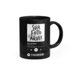 Caneca Personalizada Preta com Foto e Música Spotify Code