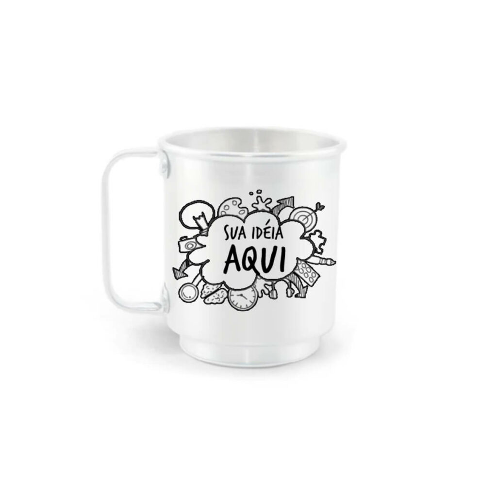 Caneca de Alumínio Branca Personalizada - 400ml - Canecas 24 Horas