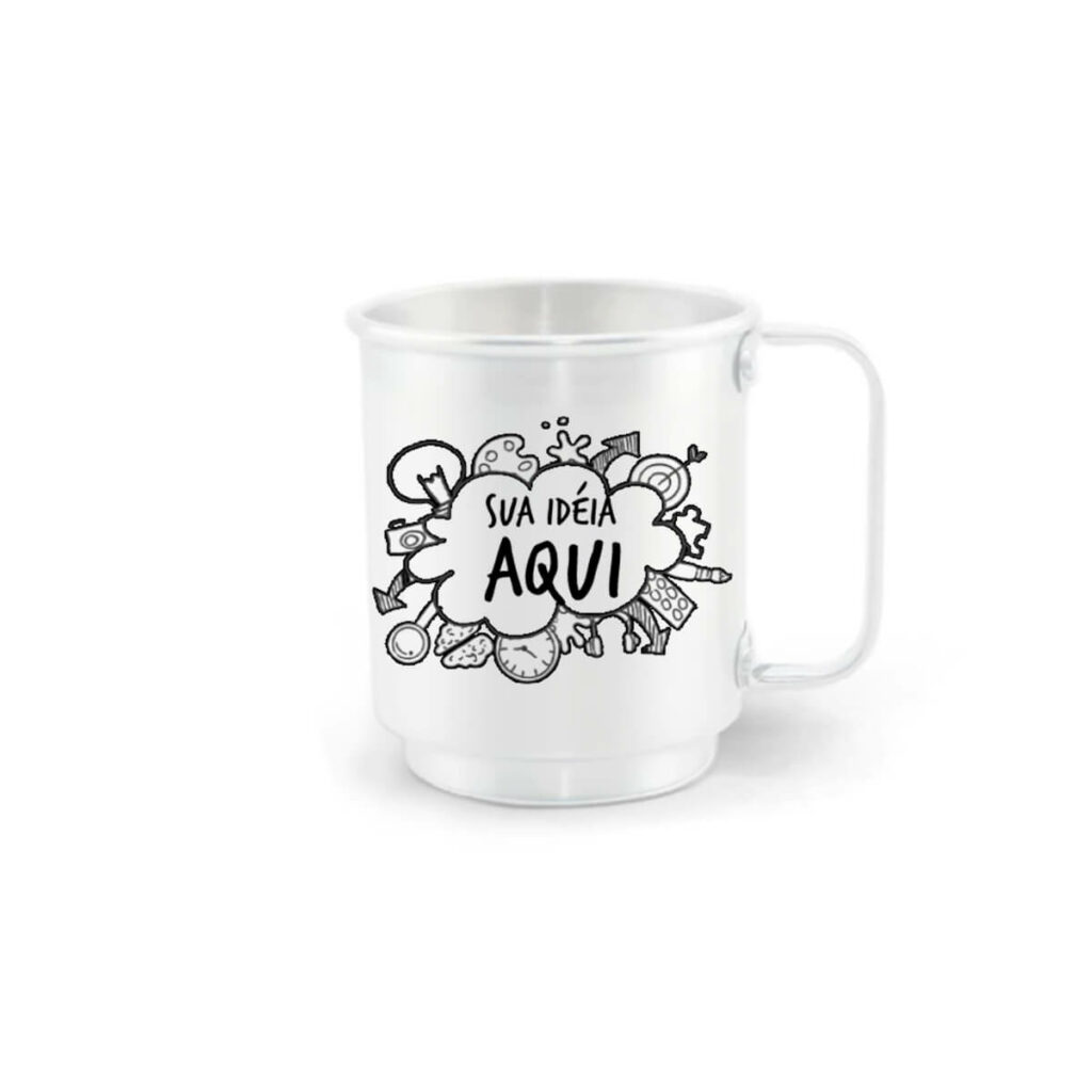 Caneca de Alumínio Branca Personalizada - 400ml - Canecas 24 Horas