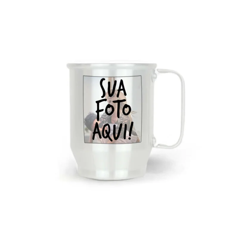 Caneca De Alumínio Branca Personalizada - 500Ml