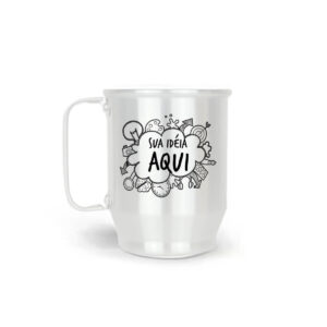 Caneca de Alumínio Branca Personalizada - 500ml - Canecas 24 Horas
