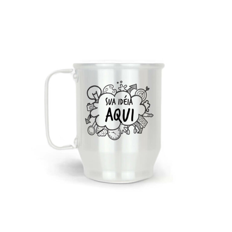 Caneca De Alumínio Branca Personalizada - 500Ml - Canecas 24 Horas