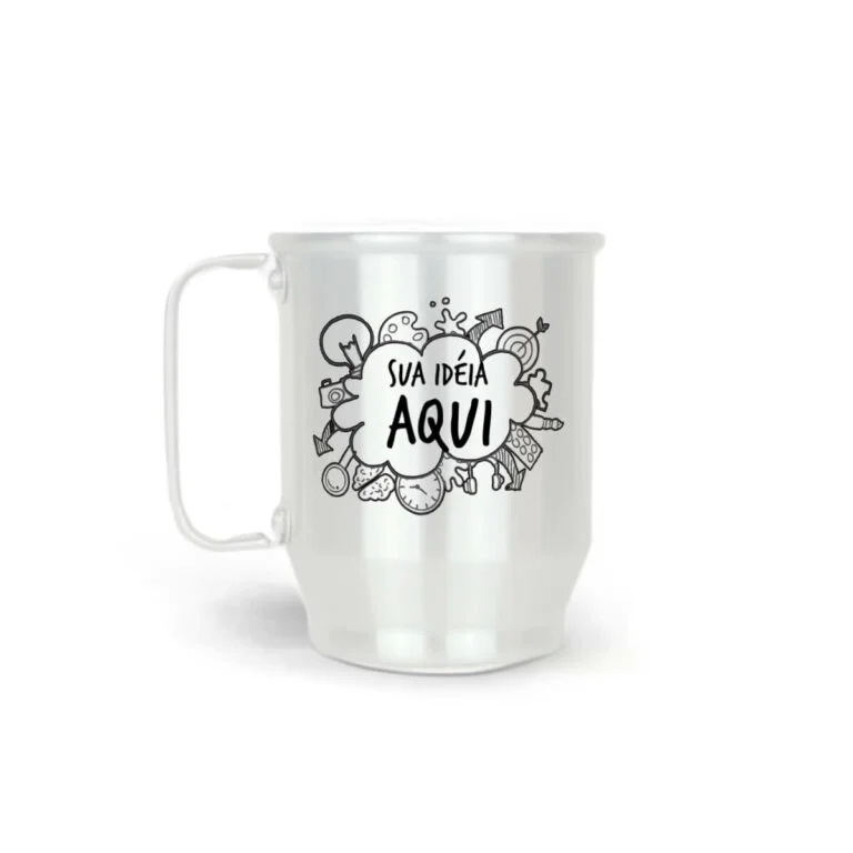 Caneca De Alumínio Branca Personalizada - 500Ml - Canecas 24 Horas
