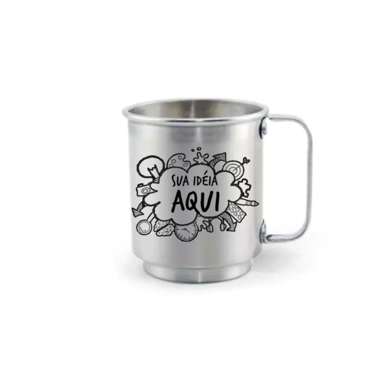Caneca De Alumínio Prata Personalizada - 400Ml