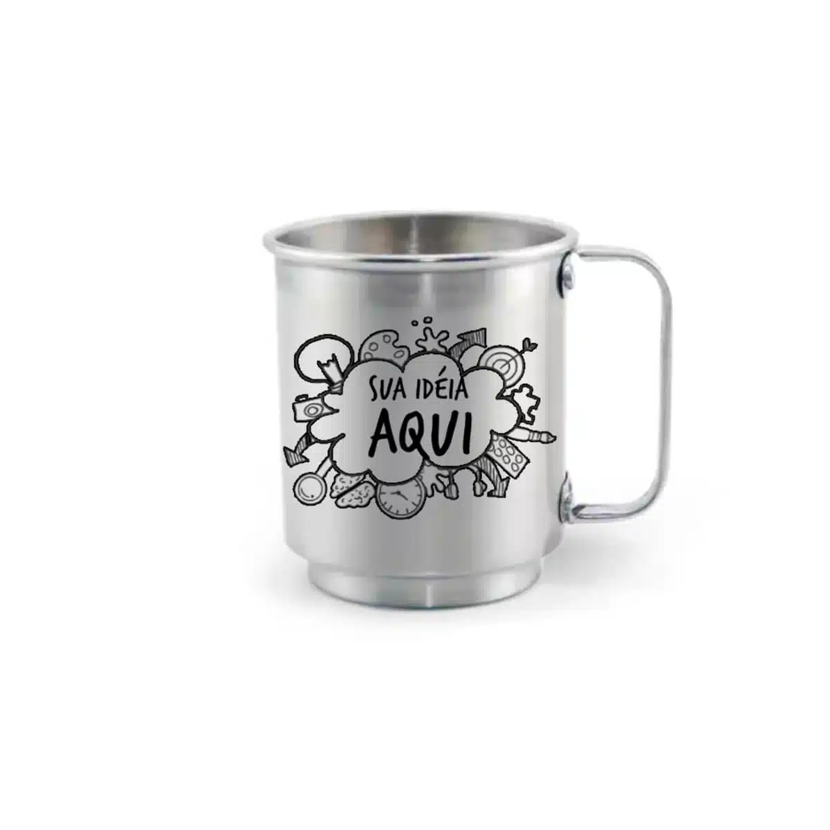 Caneca De Alumínio Prata Personalizada - 400Ml