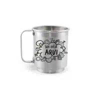 Caneca de Alumínio Prata Personalizada - 400ml - Canecas 24 Horas