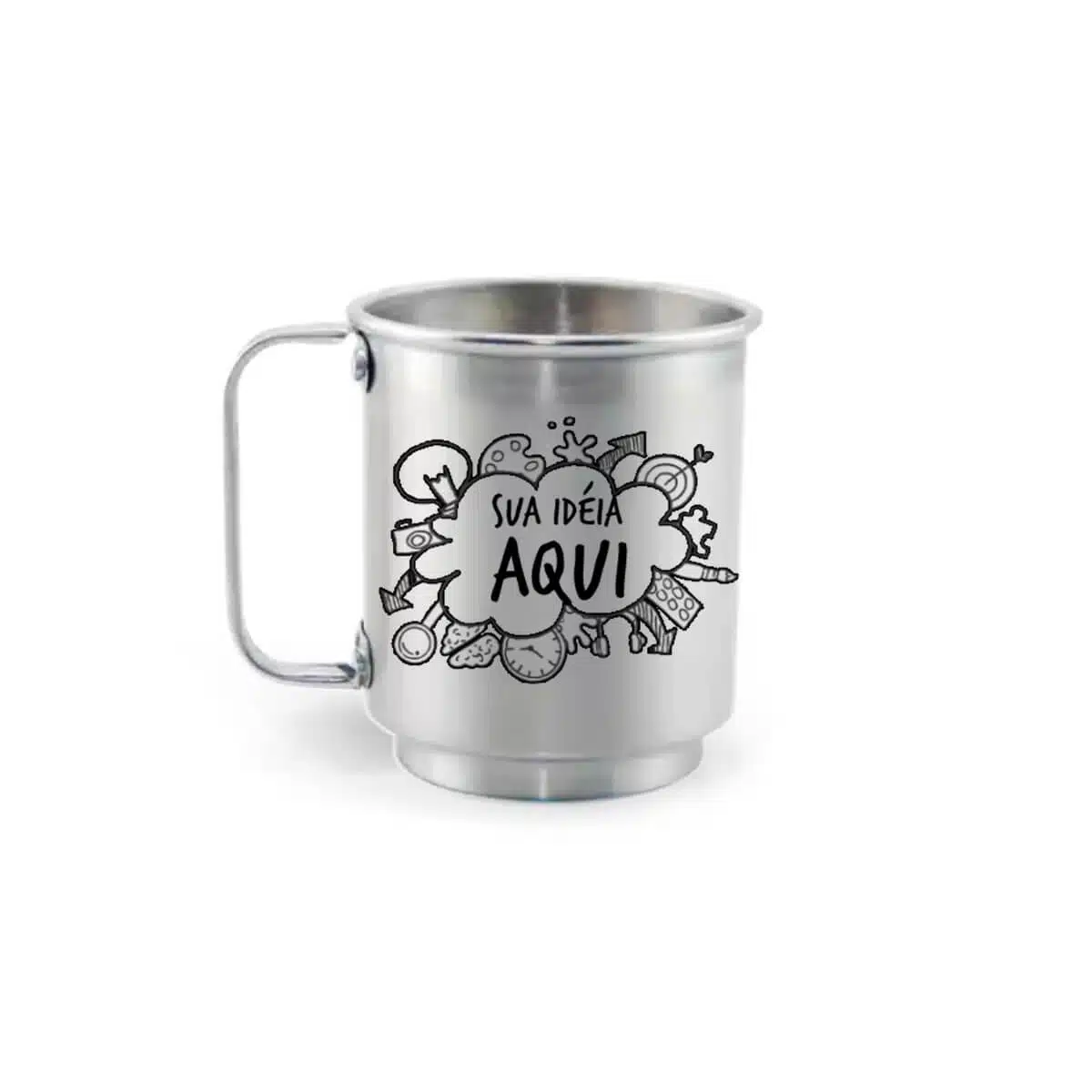 Caneca De Alumínio Prata Personalizada - 400Ml - Canecas 24 Horas