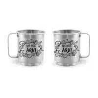 Caneca de Alumínio Prata Personalizada - 400ml - Canecas 24 Horas