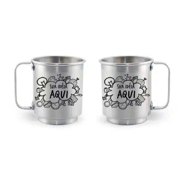 Caneca De Alumínio Prata Personalizada - 400Ml - Canecas 24 Horas