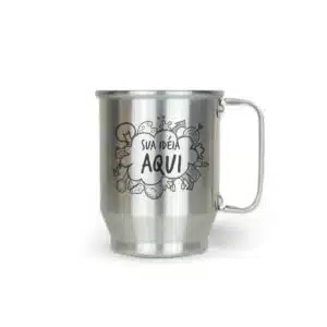 Caneca de Alumínio Prata Personalizada - 500ml - Canecas 24 Horas