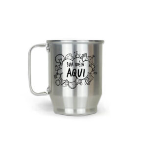 Caneca de Alumínio Prata Personalizada - 500ml - Canecas 24 Horas