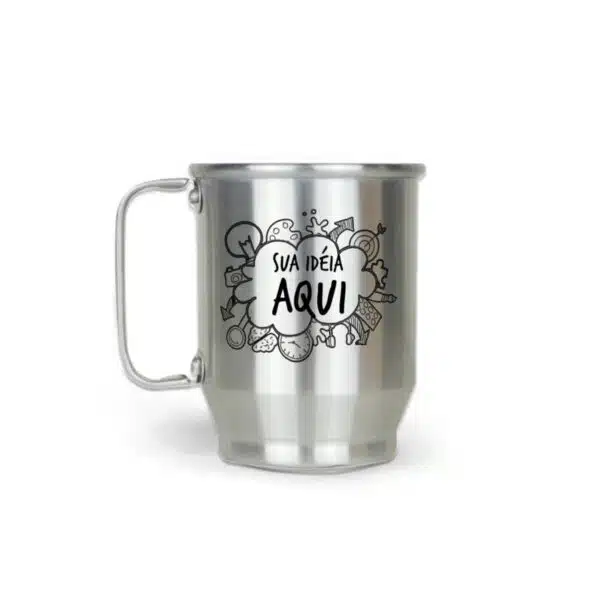 Caneca De Alumínio Prata Personalizada - 500Ml - Canecas 24 Horas