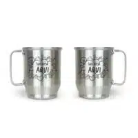Caneca de Alumínio Prata Personalizada - 500ml - Canecas 24 Horas